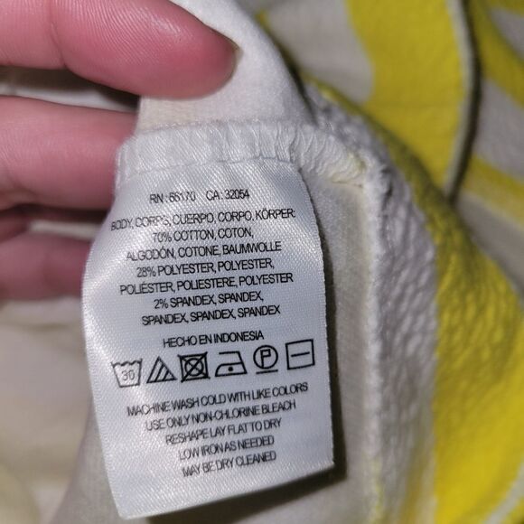 Anthropologie Postage Stamp Edie Butterfly Yellow White Stripe ShortSleeve Top L - Picture 9 of 9